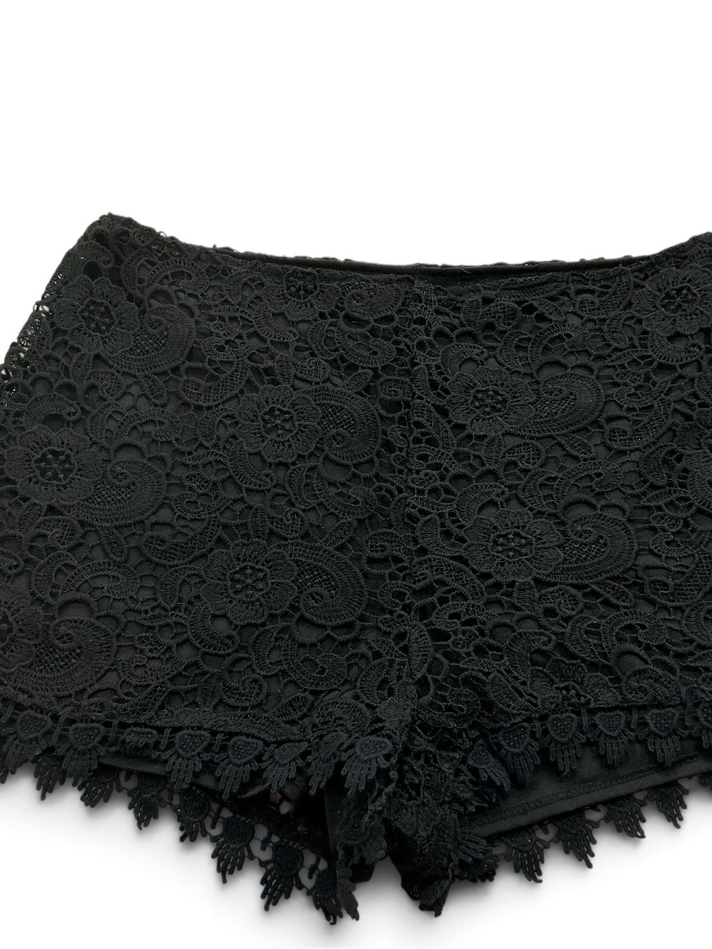 Lovposh Black Crochet Lace High Waisted Shorts Bohemian Festival Core Sz. L EPOC